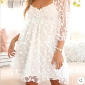 White Butterfly Appliqué Dress